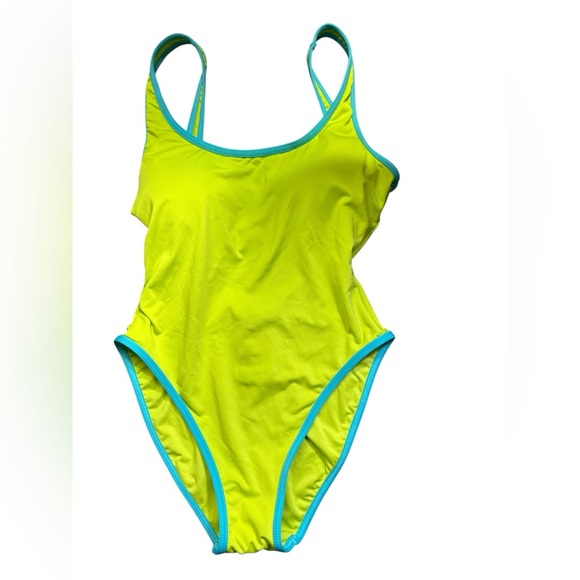 MICHAEL MICHAEL KORS one piece neon limeaid U back swimsuit size 8 NWT - Picture 2 of 8
